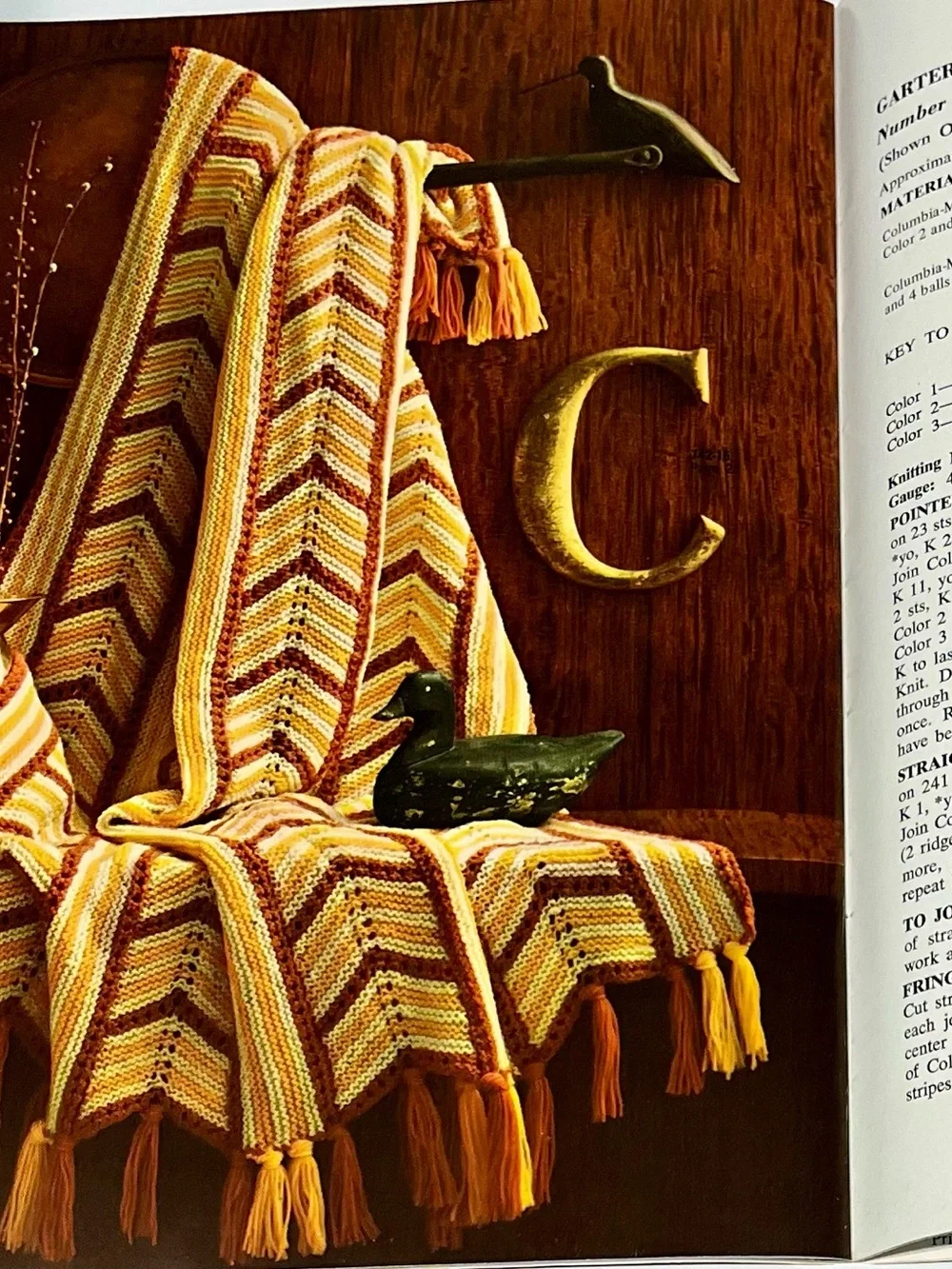 Pattern Book with Pink Rose Afghan Print on Cream Throw - Picture 4 of 6